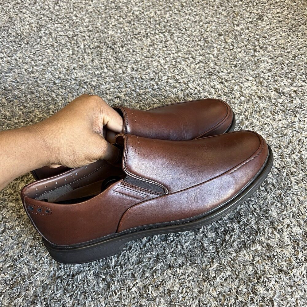 Clarks Active Air Vent Brown Leather Loafers Shoes Mens 9.5 M Slip On Comfort - Picture 4 of 10